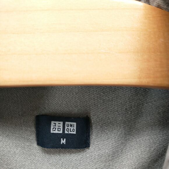 Uniqlo Womens Button-Down Shirt Gray Medium Long Sleeve Chest Pocket Cotton - Picture 8 of 12